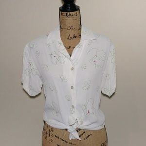 Vintage | Western Print Short-Sleeve Blouse